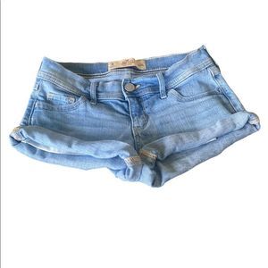 HOLLISTER Low Rise Short Short Light Wash Distressed Denim Shorts Size 0 W 24